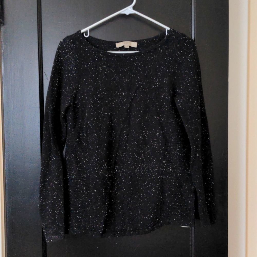LOFT Black Speckled Sweater XS